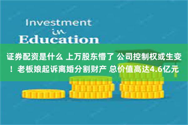 证券配资是什么 上万股东懵了 公司控制权或生变！老板娘起诉离婚分割财产 总价值高达4.6亿元