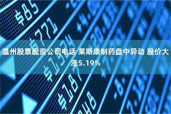 温州股票配资公司电话 莱斯康制药盘中异动 股价大涨5.19%