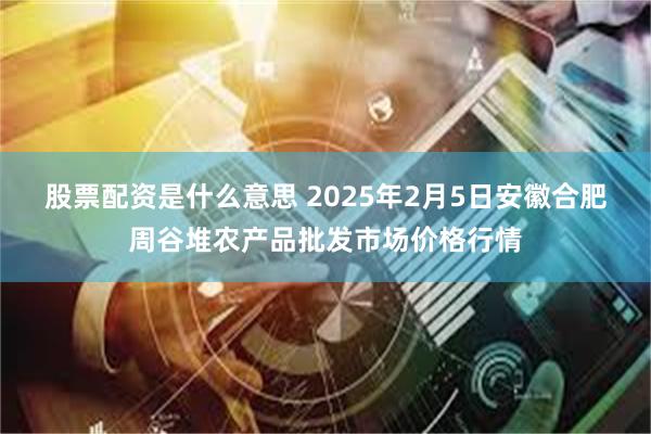 股票配资是什么意思 2025年2月5日安徽合肥周谷堆农产品批发市场价格行情